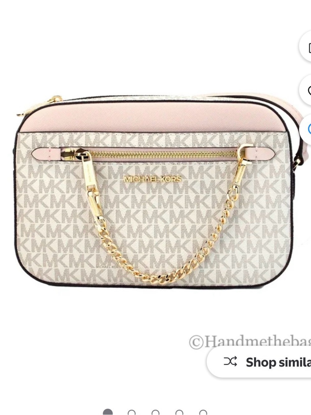Michael Kors Powder blush and Vanilla Logo Crossbody Bag saffiano chain zip NWT